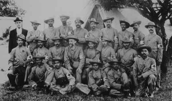 Boer War, Indian Ambulance Corps (Gandhi is in middle row, fifth from left)